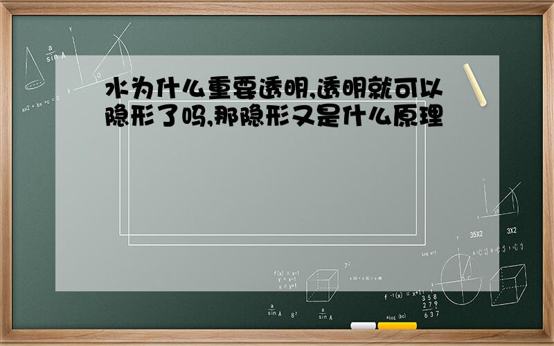 水为什么重要透明,透明就可以隐形了吗,那隐形又是什么原理