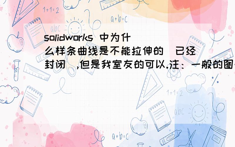 solidworks 中为什么样条曲线是不能拉伸的（已经封闭）,但是我室友的可以.注：一般的图形能拉伸,比如矩形.