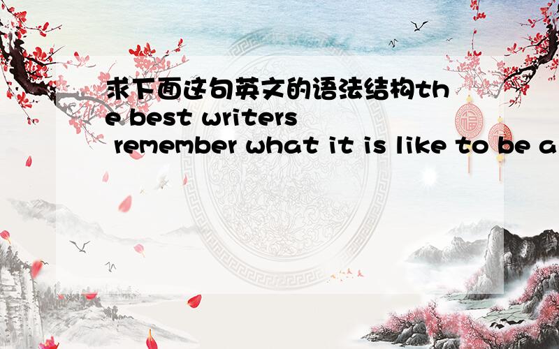 求下面这句英文的语法结构the best writers remember what it is like to be a child with astonishing intensity what 跟 it is like to be a child是什么关系?