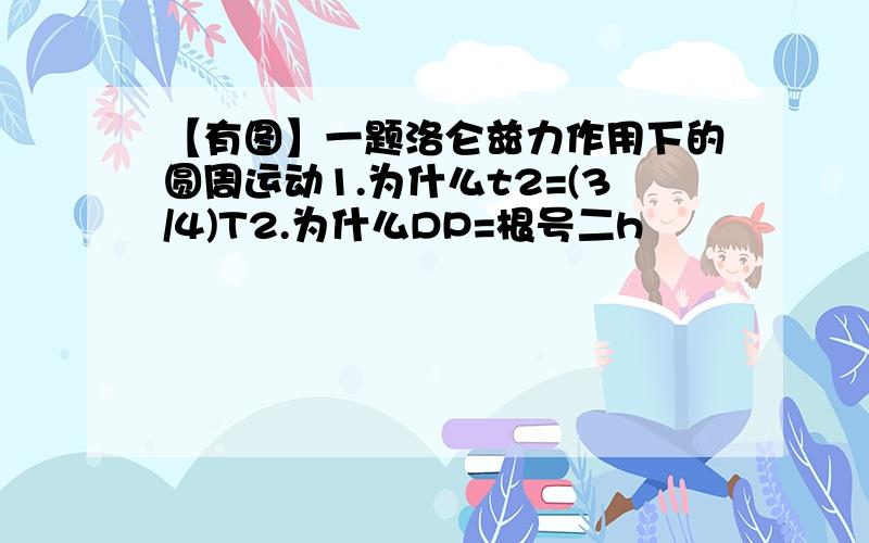 【有图】一题洛仑兹力作用下的圆周运动1.为什么t2=(3/4)T2.为什么DP=根号二h