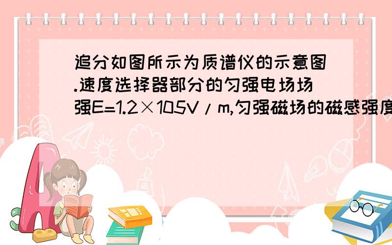 追分如图所示为质谱仪的示意图.速度选择器部分的匀强电场场强E=1.2×105V/m,匀强磁场的磁感强度为B1=0.6T.偏转分离器的磁感强度为B2=0.8T（1）能通过速度选择器的粒子速度多大?（2）质子和氘