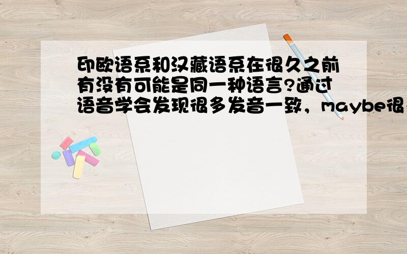 印欧语系和汉藏语系在很久之前有没有可能是同一种语言?通过语音学会发现很多发音一致，maybe很久之前是同一种语言。希特勒曾经派科学家寻找其祖先，最后结论是日耳曼人的祖先曾今就