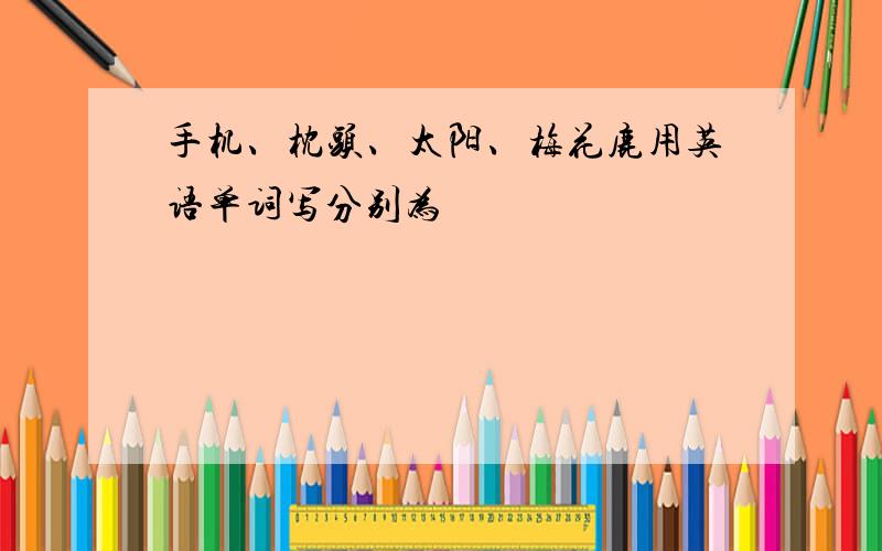 手机、枕头、太阳、梅花鹿用英语单词写分别为