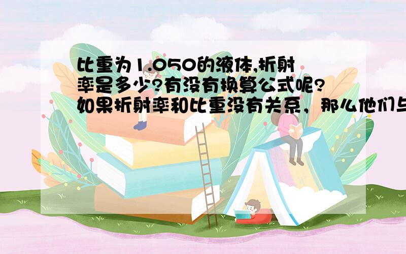 比重为1.050的液体,折射率是多少?有没有换算公式呢?如果折射率和比重没有关系，那么他们与浊度三者之间是什么关系呢？