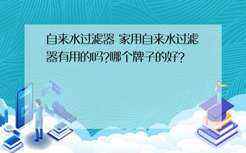 自来水过滤器 家用自来水过滤器有用的吗?哪个牌子的好?