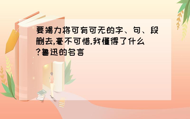 要竭力将可有可无的字、句、段删去,毫不可惜.我懂得了什么?鲁迅的名言