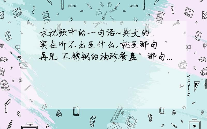 求视频中的一句话~英文的..实在听不出是什么,就是那句“再见 不锈钢的袖珍餐盘”那句...