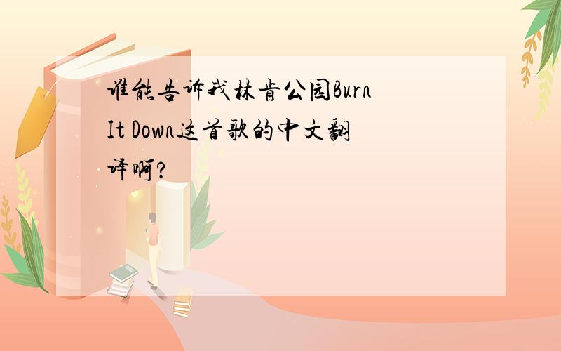 谁能告诉我林肯公园Burn It Down这首歌的中文翻译啊?