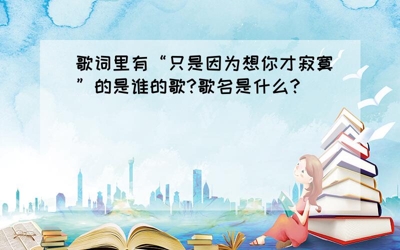 歌词里有“只是因为想你才寂寞”的是谁的歌?歌名是什么?