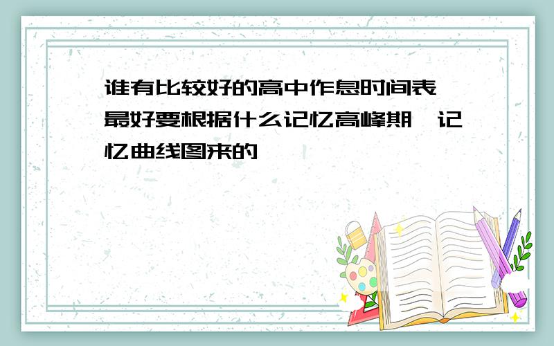 谁有比较好的高中作息时间表,最好要根据什么记忆高峰期,记忆曲线图来的,