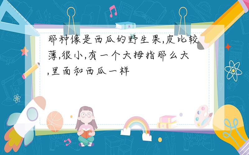 那种像是西瓜的野生果,皮比较薄,很小,有一个大拇指那么大,里面和西瓜一样