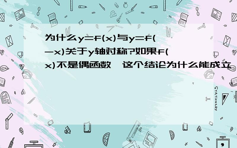 为什么y=f(x)与y=f(-x)关于y轴对称?如果f(x)不是偶函数,这个结论为什么能成立