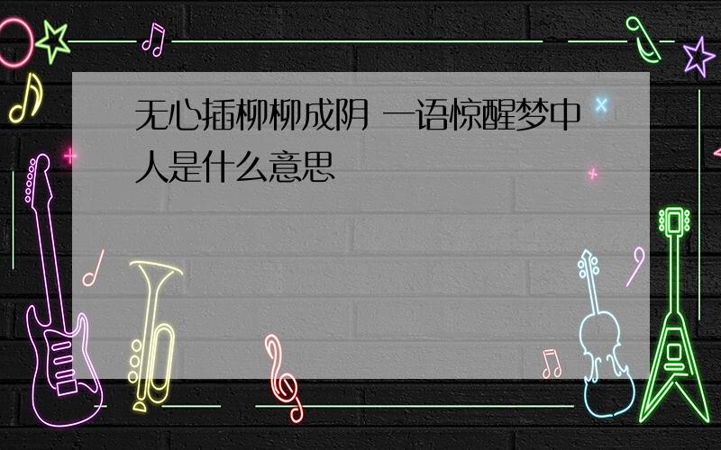 无心插柳柳成阴 一语惊醒梦中人是什么意思