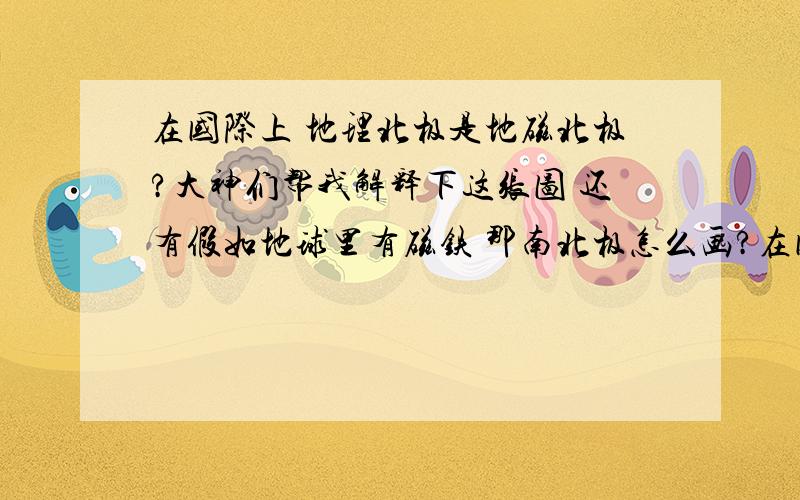 在国际上 地理北极是地磁北极?大神们帮我解释下这张图 还有假如地球里有磁铁 那南北极怎么画?在国际上 地理北极是地磁北极? 大神们帮我解释下这张图  还有假如地球里有磁铁 那南北极