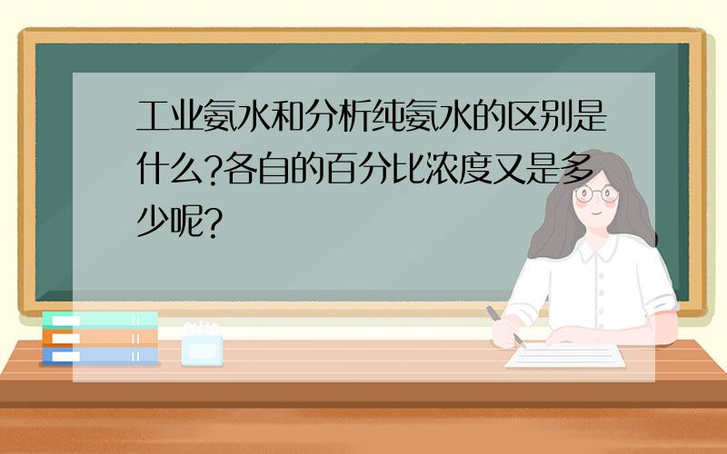 工业氨水和分析纯氨水的区别是什么?各自的百分比浓度又是多少呢?