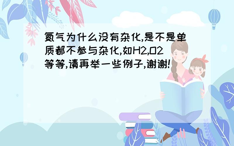 氮气为什么没有杂化,是不是单质都不参与杂化,如H2,O2等等,请再举一些例子,谢谢!