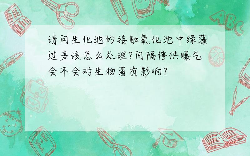 请问生化池的接触氧化池中绿藻过多该怎么处理?间隔停供曝气会不会对生物菌有影响?