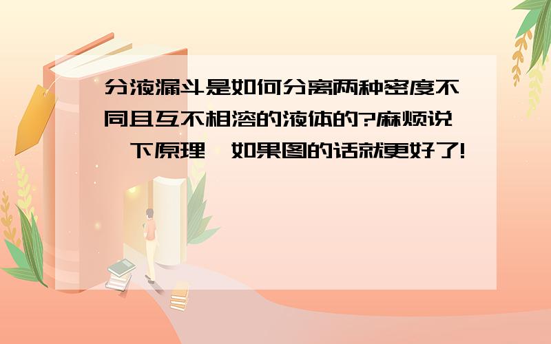 分液漏斗是如何分离两种密度不同且互不相溶的液体的?麻烦说一下原理,如果图的话就更好了!