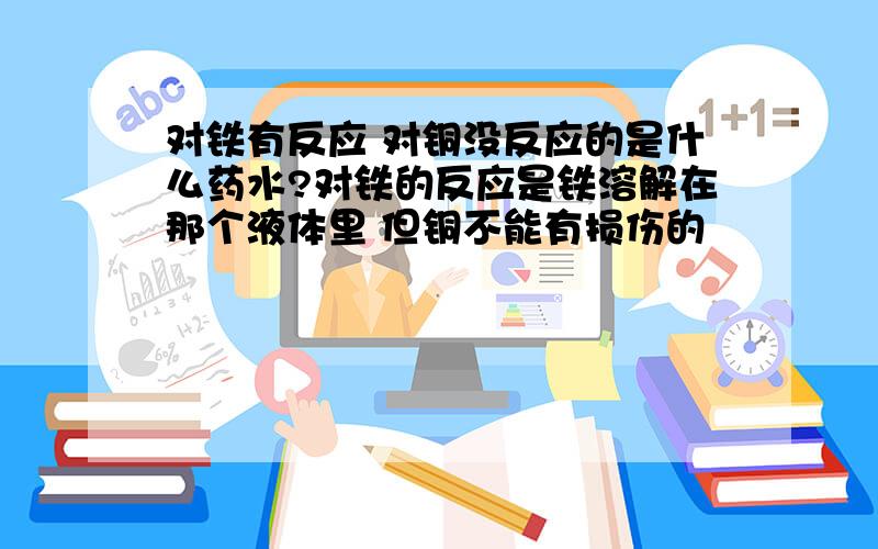 对铁有反应 对铜没反应的是什么药水?对铁的反应是铁溶解在那个液体里 但铜不能有损伤的