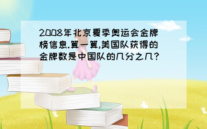 2008年北京夏季奥运会金牌榜信息.算一算,美国队获得的金牌数是中国队的几分之几?