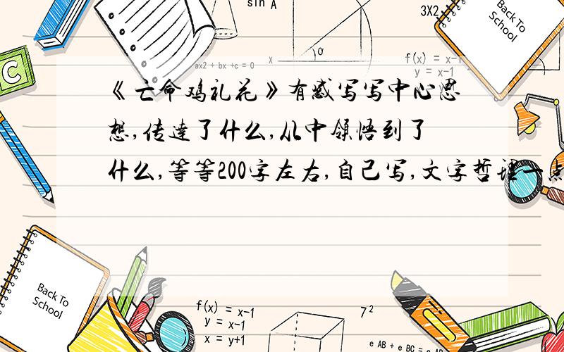 《亡命鸡礼花》有感写写中心思想,传达了什么,从中领悟到了什么,等等200字左右,自己写,文字哲理一点,优美一点,