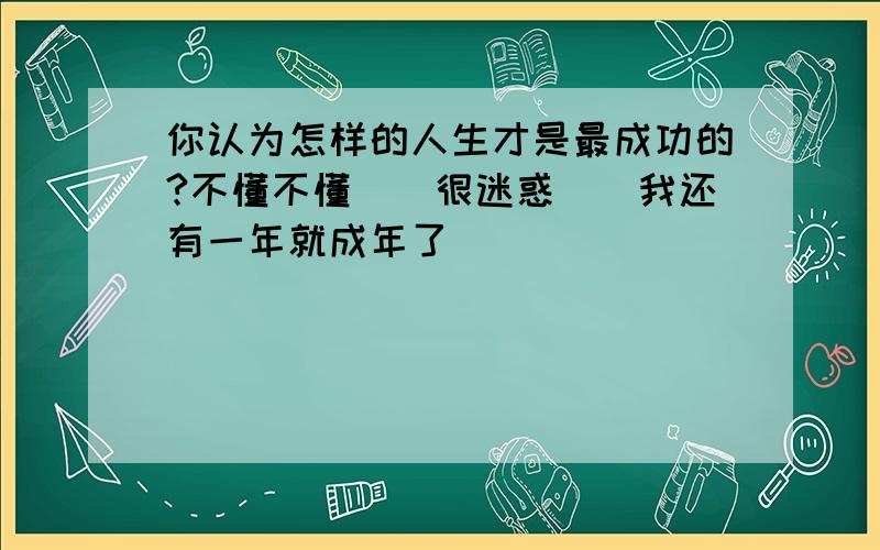 你认为怎样的人生才是最成功的?不懂不懂．．很迷惑．．我还有一年就成年了．．