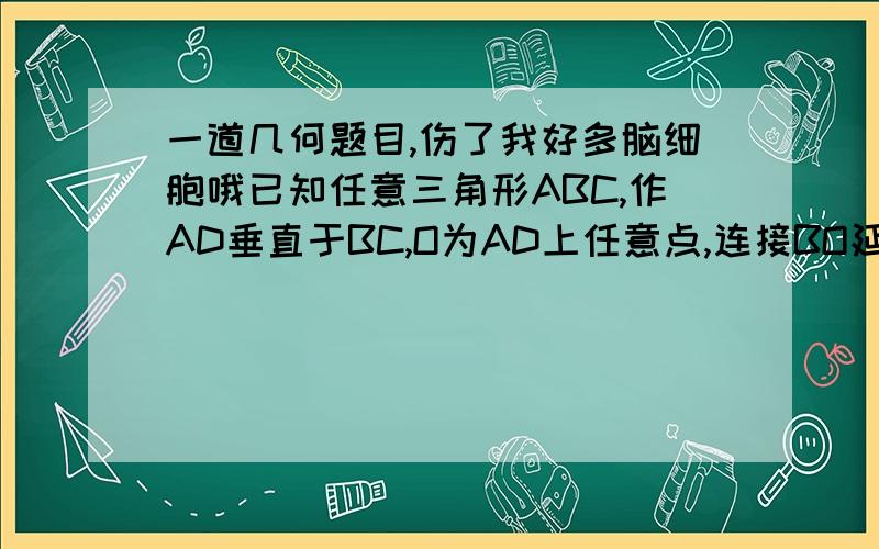 一道几何题目,伤了我好多脑细胞哦已知任意三角形ABC,作AD垂直于BC,O为AD上任意点,连接BO延长交AC于F点,连接CO延长交AB于E点,连接DE、DF,求证∠ ADE= ∠ ADF.