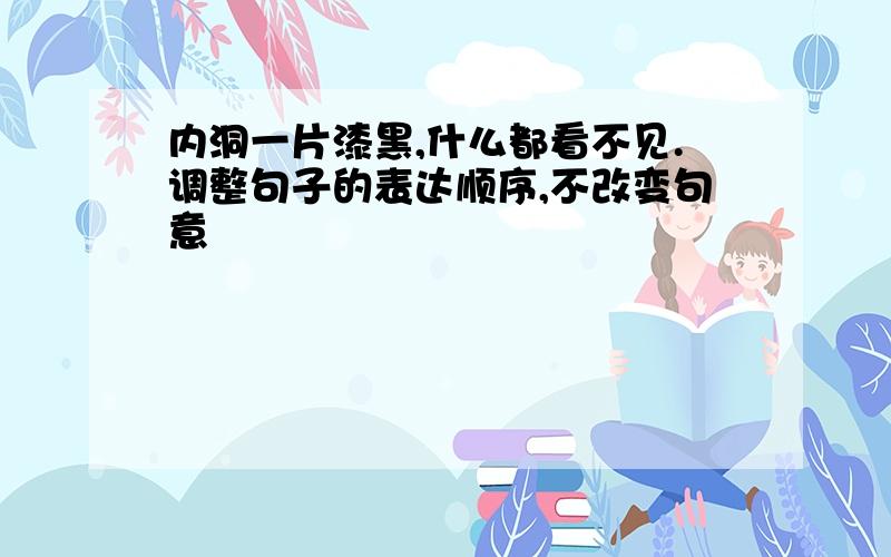 内洞一片漆黑,什么都看不见.调整句子的表达顺序,不改变句意