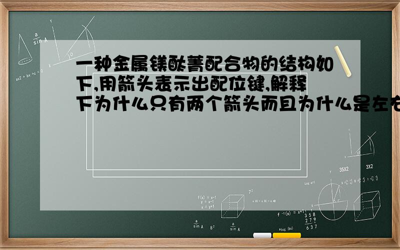 一种金属镁酞菁配合物的结构如下,用箭头表示出配位键,解释下为什么只有两个箭头而且为什么是左右箭头不是上下箭头?