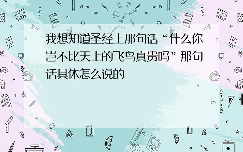 我想知道圣经上那句话“什么你岂不比天上的飞鸟真贵吗”那句话具体怎么说的