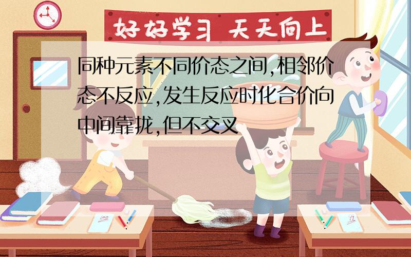 同种元素不同价态之间,相邻价态不反应,发生反应时化合价向中间靠拢,但不交叉