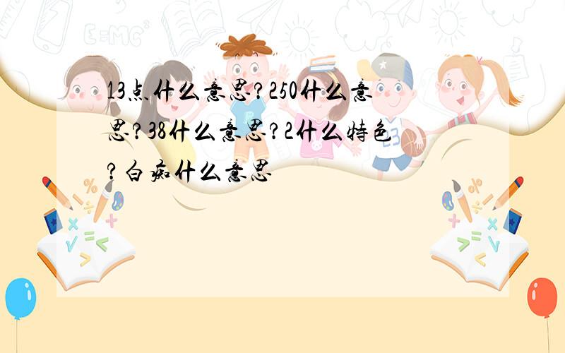 13点什么意思?250什么意思?38什么意思?2什么特色?白痴什么意思