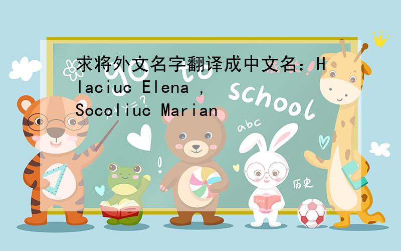 求将外文名字翻译成中文名：Hlaciuc Elena ,Socoliuc Marian