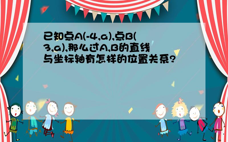 已知点A(-4,a),点B(3,a),那么过A,B的直线与坐标轴有怎样的位置关系?