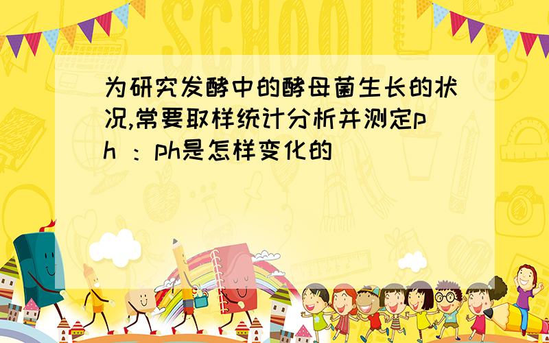 为研究发酵中的酵母菌生长的状况,常要取样统计分析并测定ph ：ph是怎样变化的