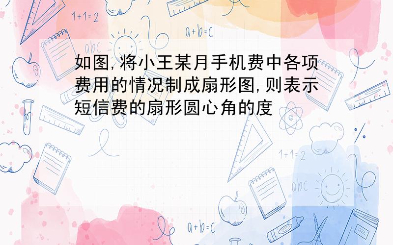 如图,将小王某月手机费中各项费用的情况制成扇形图,则表示短信费的扇形圆心角的度