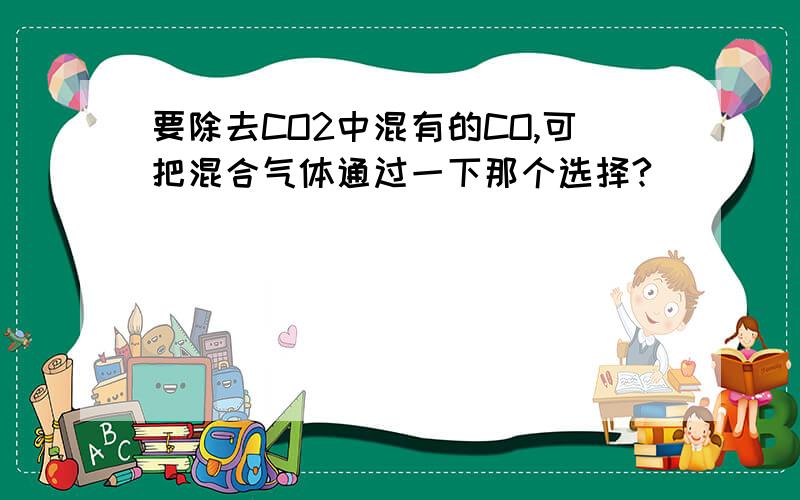 要除去CO2中混有的CO,可把混合气体通过一下那个选择?