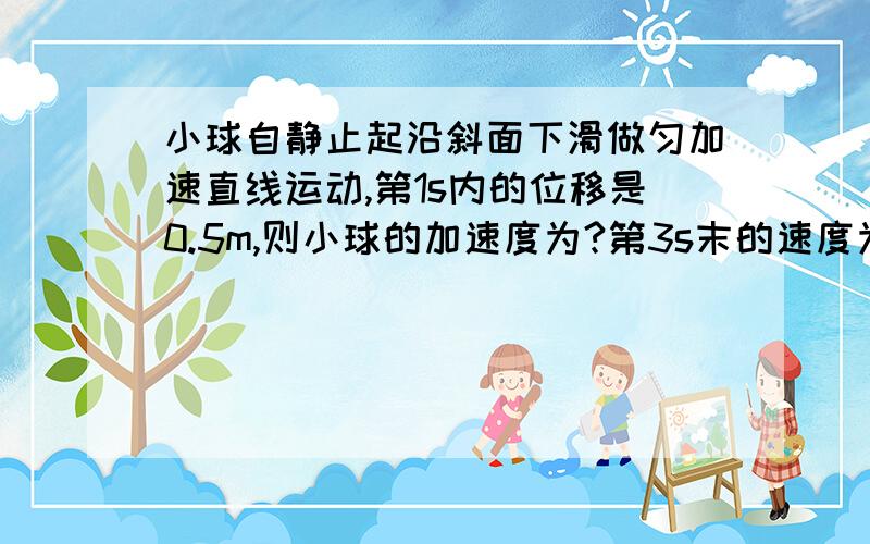 小球自静止起沿斜面下滑做匀加速直线运动,第1s内的位移是0.5m,则小球的加速度为?第3s末的速度为?第六秒内的平均速度?（请写下过程,尤其是第六秒内的平均速度的解法）