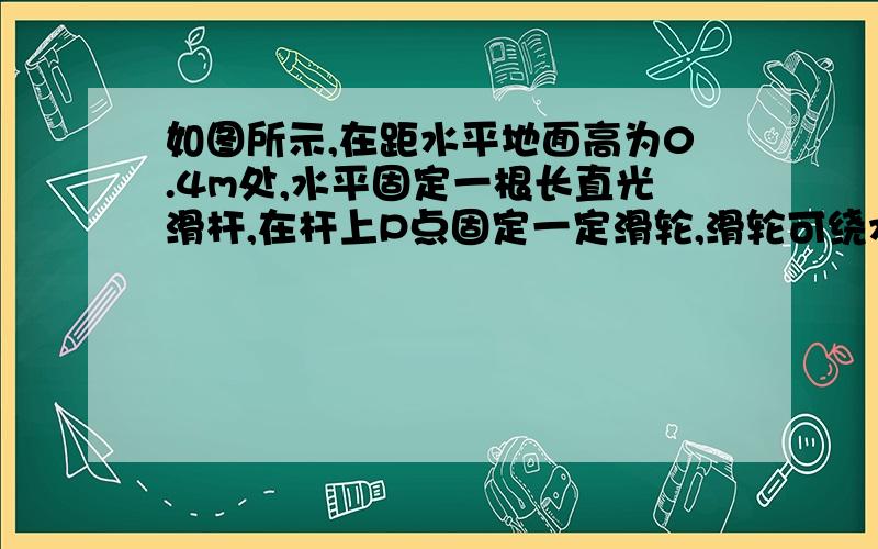 如图所示,在距水平地面高为0.4m处,水平固定一根长直光滑杆,在杆上P点固定一定滑轮,滑轮可绕水平轴无摩图 弄不上来。。