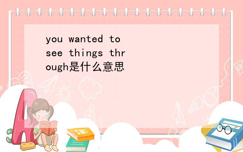 you wanted to see things through是什么意思