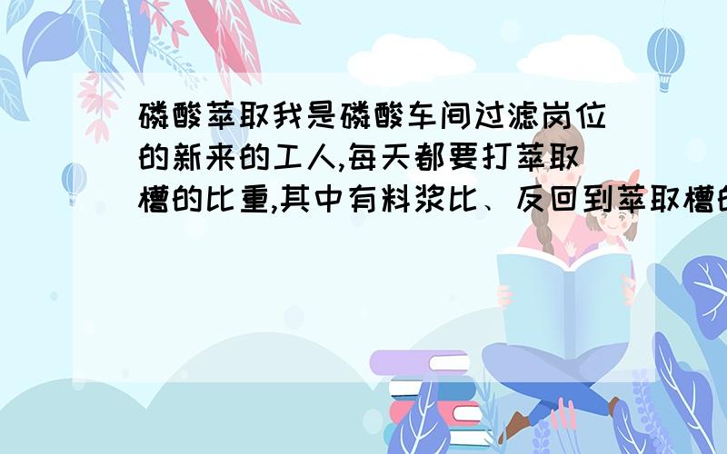 磷酸萃取我是磷酸车间过滤岗位的新来的工人,每天都要打萃取槽的比重,其中有料浆比﹑反回到萃取槽的磷酸比﹑液固比﹑三氧化硫值.为什么要打这些比重?还有这些比重有什么意义?之间又