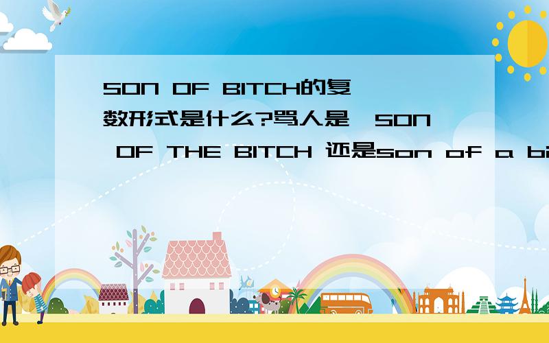 SON OF BITCH的复数形式是什么?骂人是,SON OF THE BITCH 还是son of a bitch,还是 son of bitch?