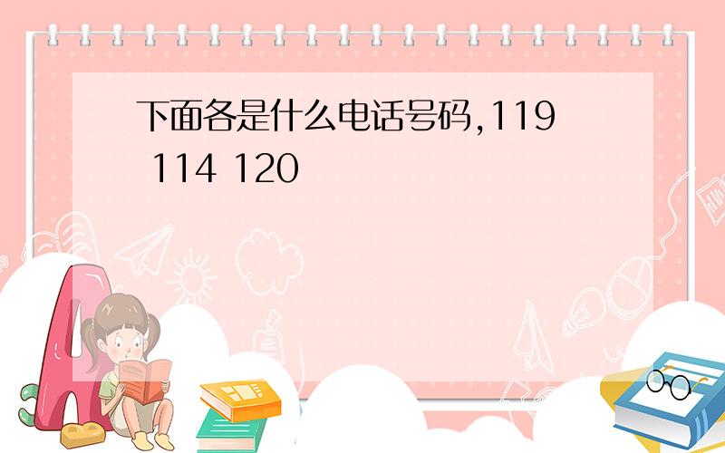 下面各是什么电话号码,119 114 120