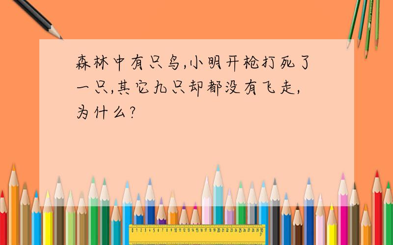 森林中有只鸟,小明开枪打死了一只,其它九只却都没有飞走,为什么?