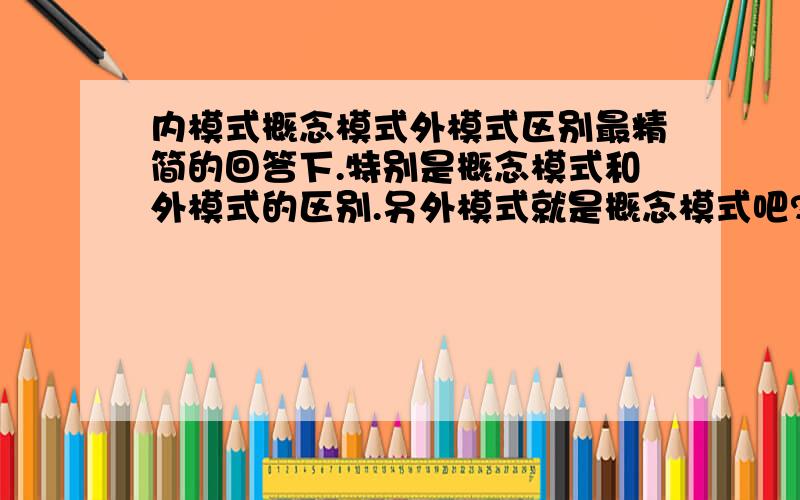 内模式概念模式外模式区别最精简的回答下.特别是概念模式和外模式的区别.另外模式就是概念模式吧?看到有的题目上说的不一样= =