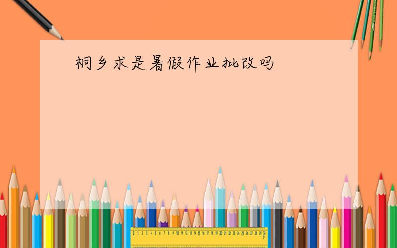 桐乡求是暑假作业批改吗