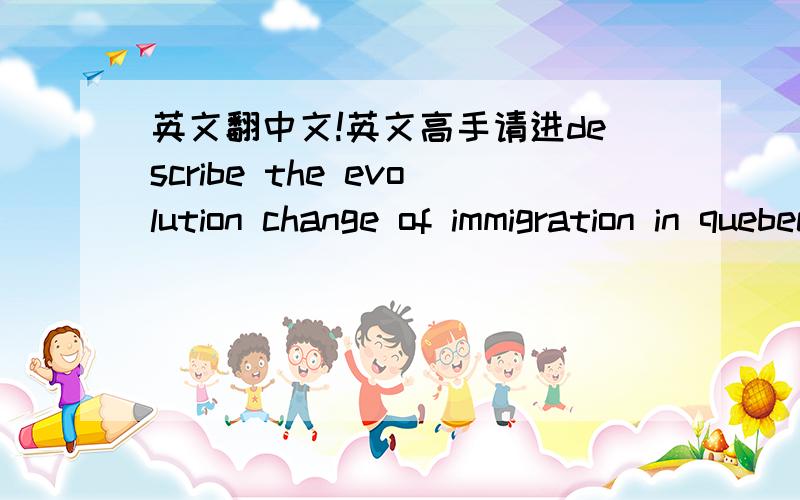 英文翻中文!英文高手请进describe the evolution change of immigration in quebec from confederation to presentwhat was the significance of trade for different aboriginal people?请帮我翻中文 不要翻译软体!