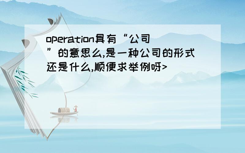 operation具有“公司”的意思么,是一种公司的形式还是什么,顺便求举例呀>