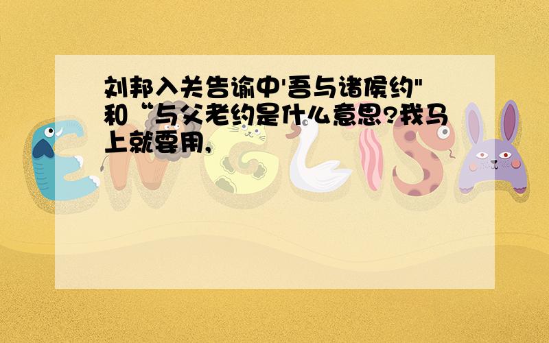 刘邦入关告谕中'吾与诸侯约