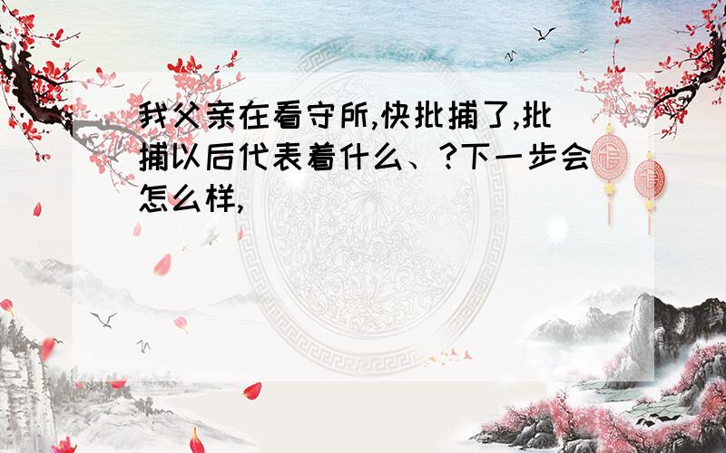 我父亲在看守所,快批捕了,批捕以后代表着什么、?下一步会怎么样,